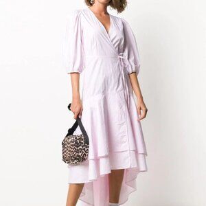 NEW Ganni Pink Wrap Dress Sz 40